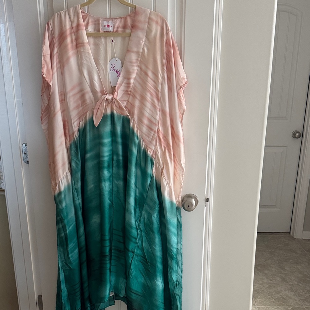 Buddy Love Pink and Teal Midi Dress